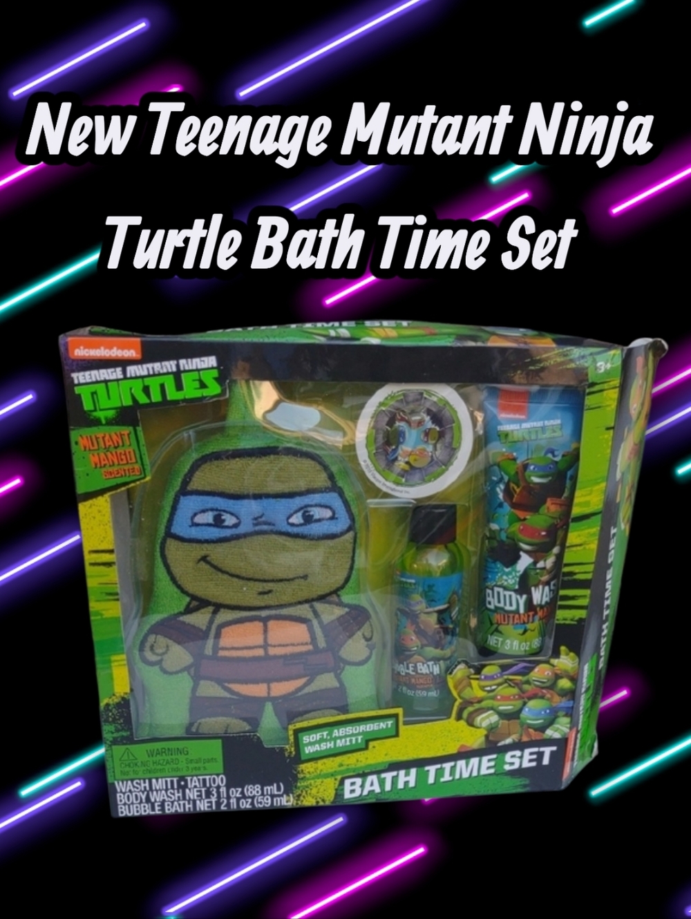 Nickelodeon Teenage Mutant Ninja Turtles Green Bath Set Kids NEW